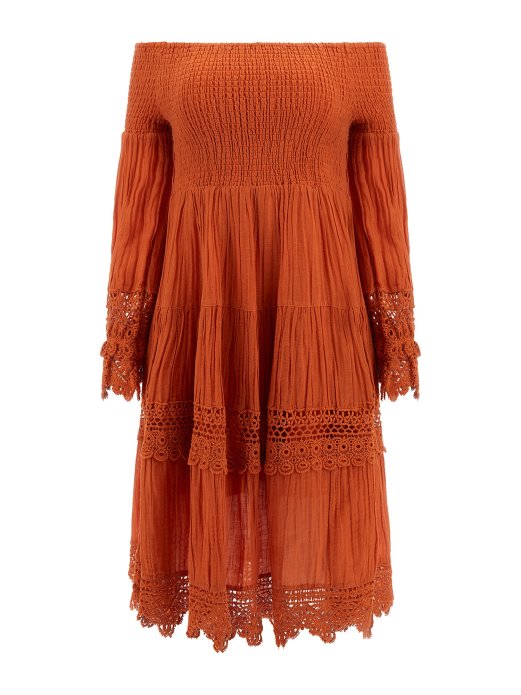 Narančasta Guess Shopping Makrame Haljina S Otvorenim Ramenima