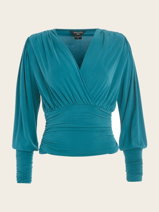 Natalia Ruched Top Kitnjasto Plavozelena Guess Shopping