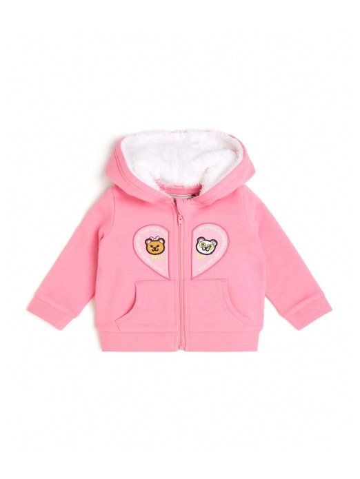 Nebula Pink Guess Shopping Heart Logo Zip Hoodie (3m-7)