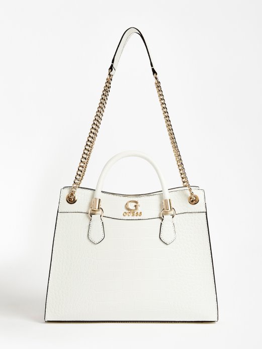 Nell Croc-print Ručna Torbica Guess Shopping Bijela