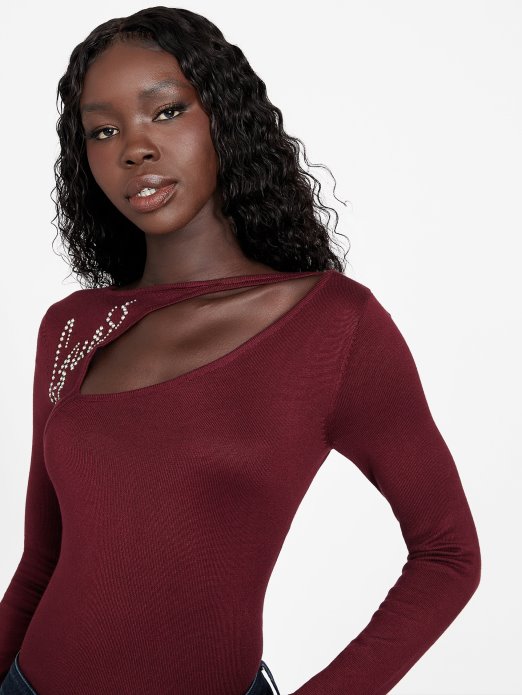 Nina Izrez Logo Džemper Pogodi Shopping Mistično Vino