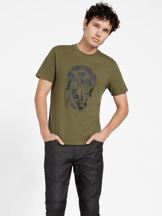 Olive Morning Quill Geometrijska Majica S Okruglim Izrezom Guess Shopping