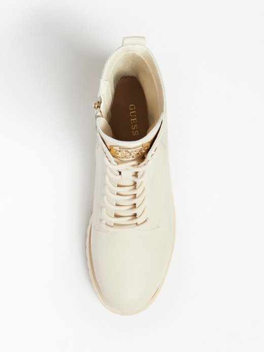 Olone Borbena čizma Od Prave Kože Bijela Guess Shopping