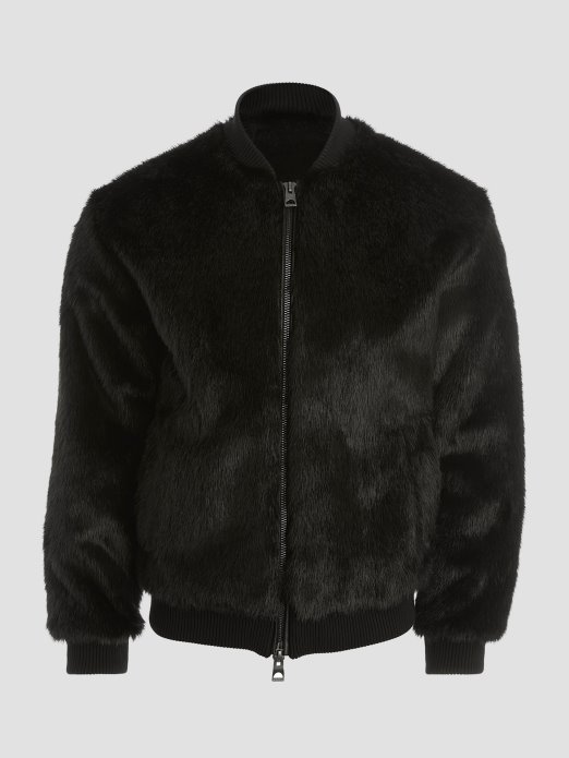 Oversize Jakna Od Umjetnog Krzna Guess Shopping Jet Crna