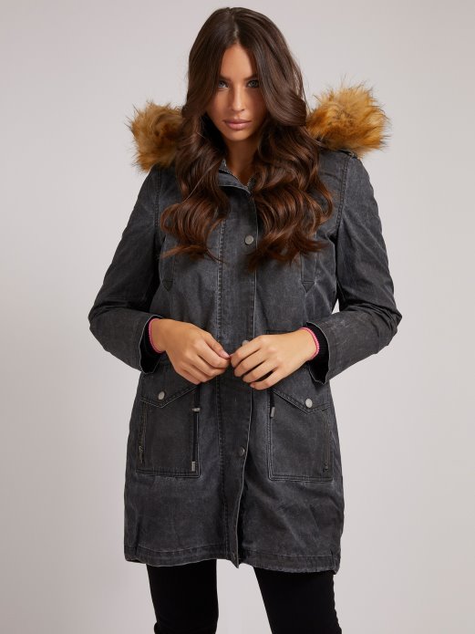 Parka S Kapuljačom Od Umjetnog Krzna Guess Shopping Black