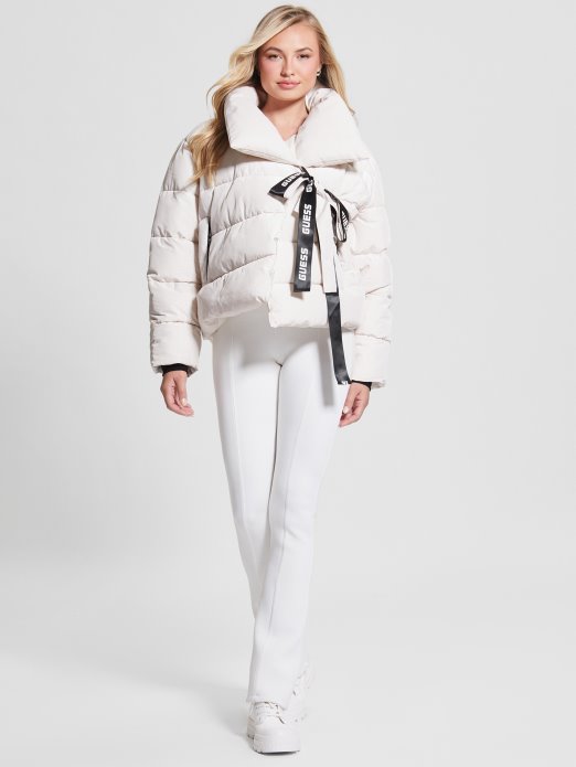 Pergamentni Ton Claudia Kravata Puffer Jakna Guess Shopping