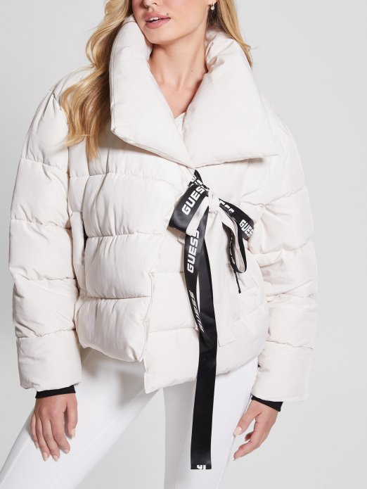 Pergamentni Ton Claudia Kravata Puffer Jakna Guess Shopping