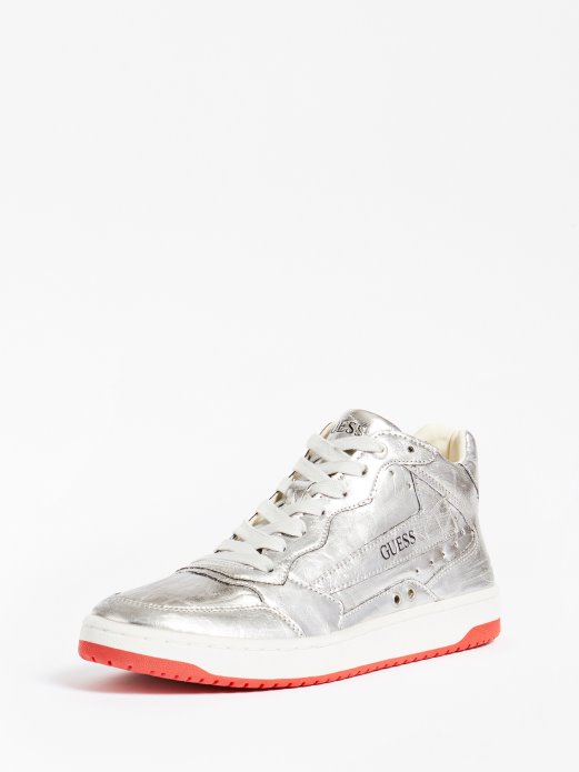 Pesaro Laminirane Visoke Tenisice Guess Shopping Silver