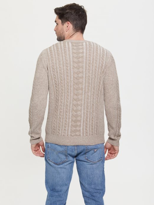 Phil Dvobojni Kabelski Pleteni Džemper Pogodna Kupovna Kombinacija Prirodni Vrijesak
