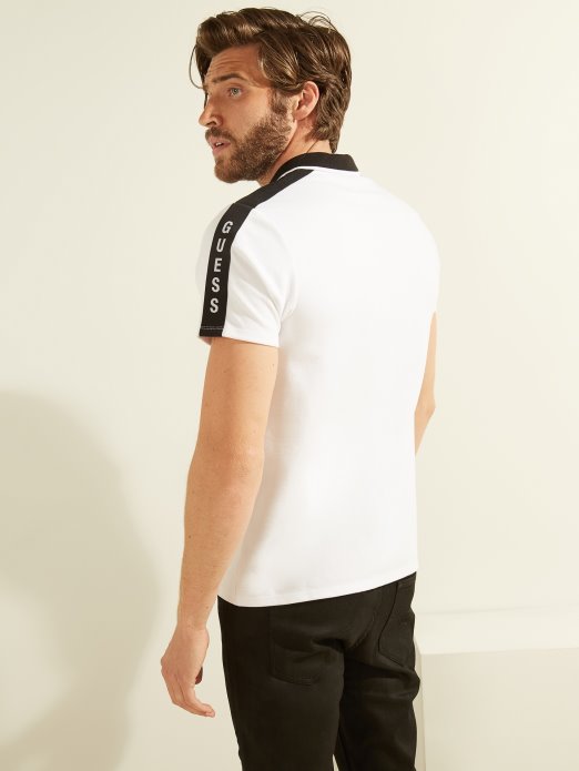 Pique Logo Tape Polo Guess Shopping Pure White