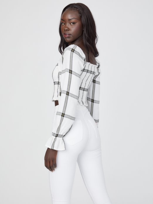 Plaid Guess Shopping Mozzy Smocked Top