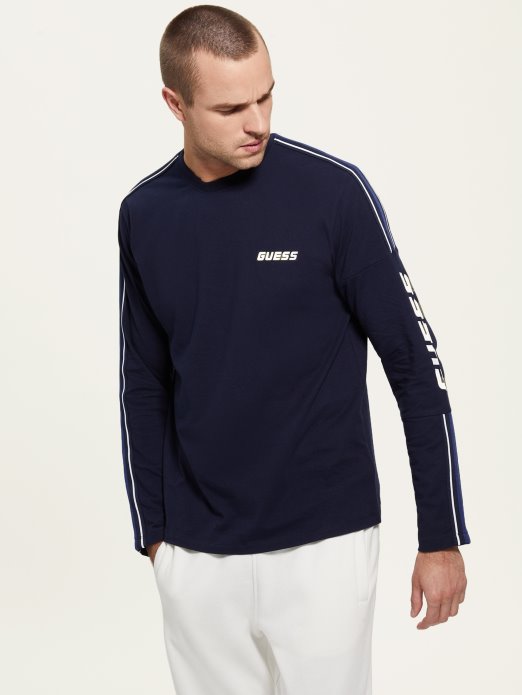 Plava Elegantna Eko Darin Majica S Logom Dugih Rukava Guess Shopping