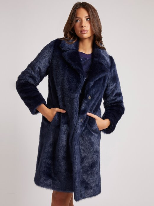 Plava Guess Shopping Kaput Od Umjetnog Krzna