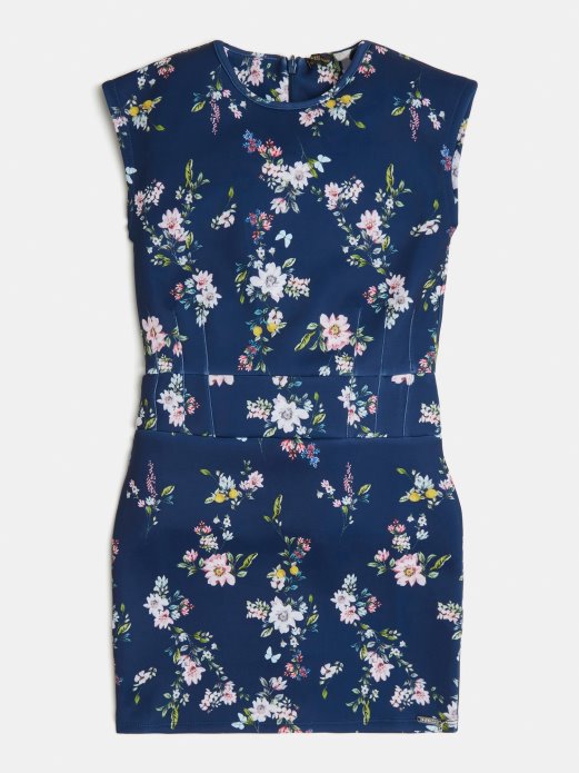 Plava Haljina S Višestrukim Printom Pogodna Kupnja