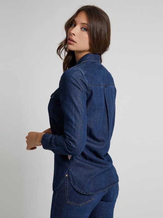 Plava Pogodna Shopping Vez Uska Traper Košulja