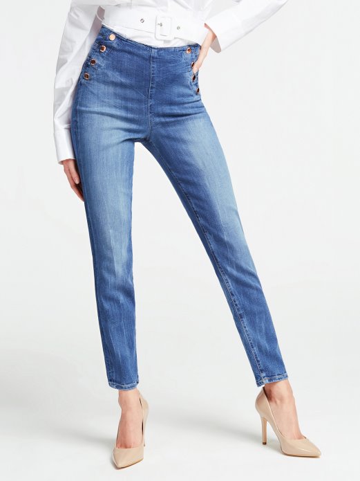 Plave Skinny Fit Traper Hlače Guess Shopping