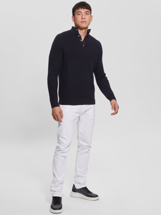 Plavi Elegantni Eko Vafel-pleteni Džemper Guess Shopping