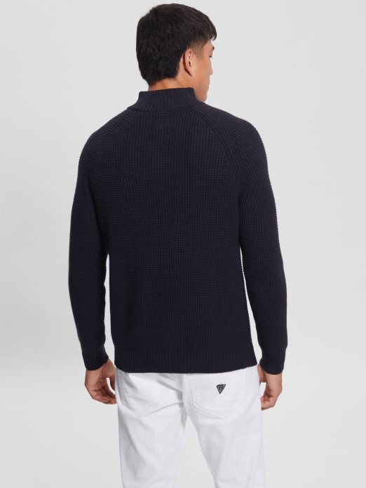 Plavi Elegantni Eko Vafel-pleteni Džemper Guess Shopping