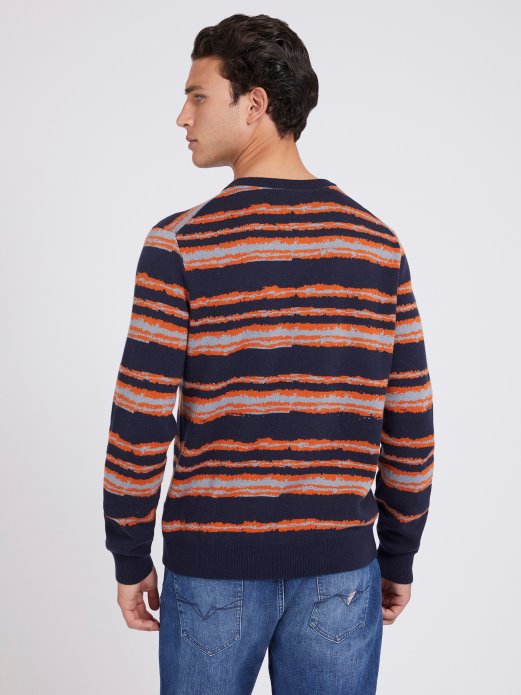 Plavi Višestruki Prugasti Pulover Od Mješavine Vune Pogodi Kupnju