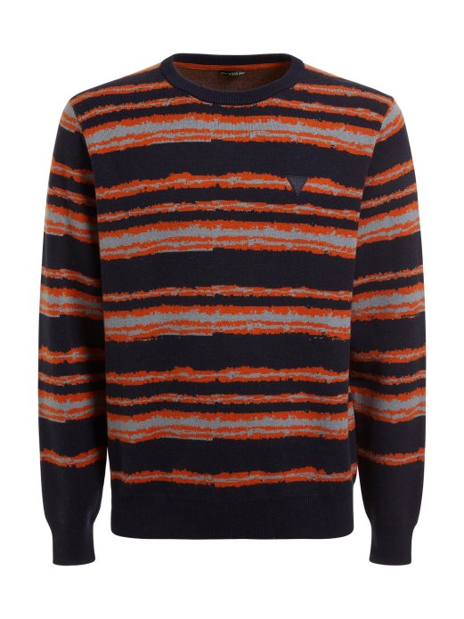 Plavi Višestruki Prugasti Pulover Od Mješavine Vune Pogodi Kupnju