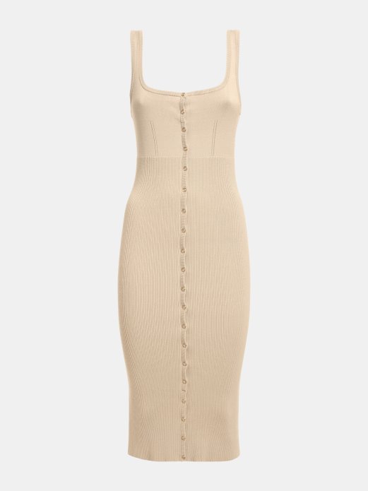 Pletena Haljina Detalj S Gumbima Bijela Guess Shopping