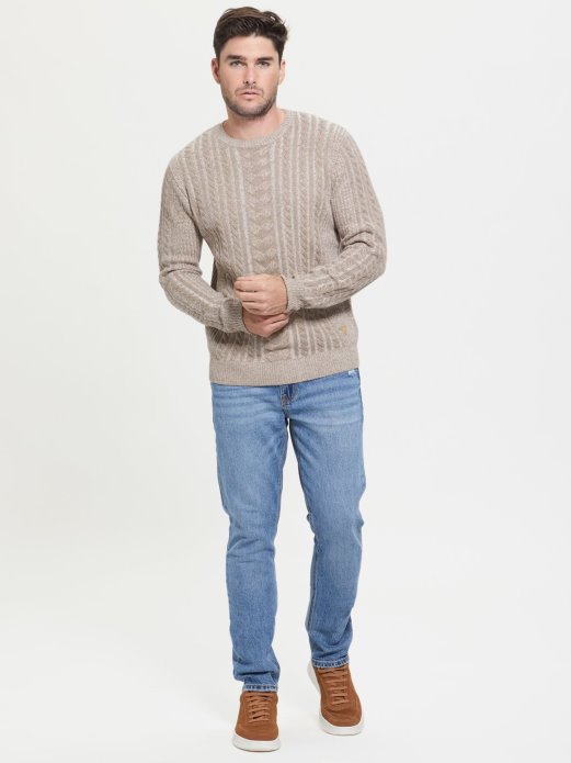 Pleteni Džemper Od Mješavine Vune Guess Shopping Bež