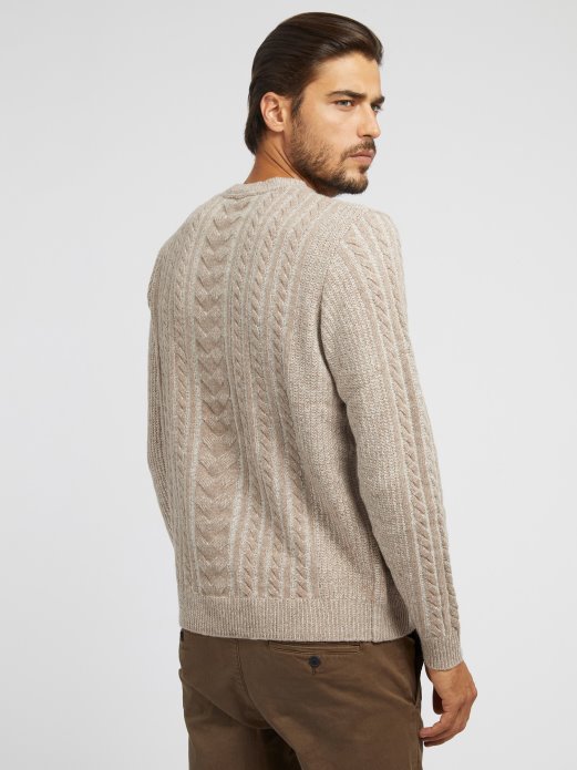 Pleteni Džemper Od Mješavine Vune Guess Shopping Bež