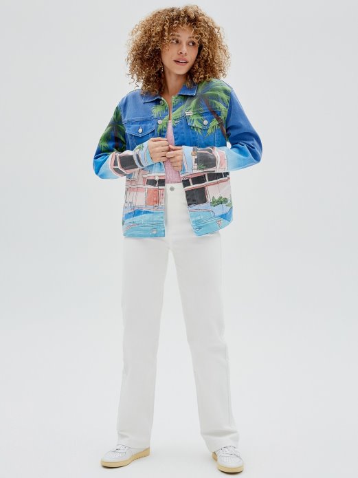 Po Cijelom Printu Traper Jakna Višebojni Uzorak Guess Shopping