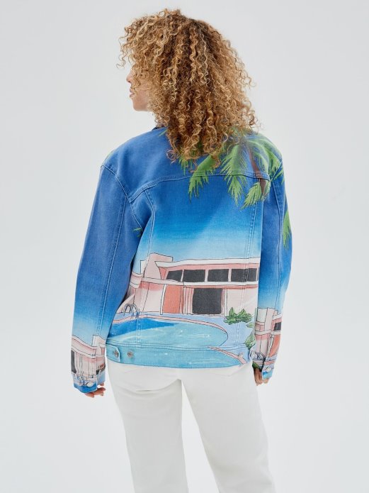 Po Cijelom Printu Traper Jakna Višebojni Uzorak Guess Shopping