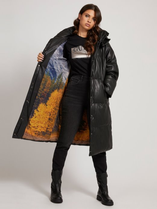 Podstavljena Jakna Od Umjetne Kože Guess Shopping Crna