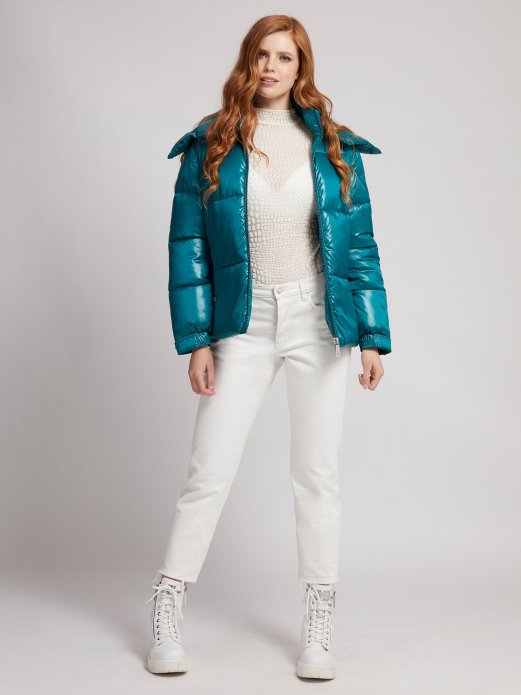 Podstavljena Jakna S Kapuljačom Guess Shopping Zelena