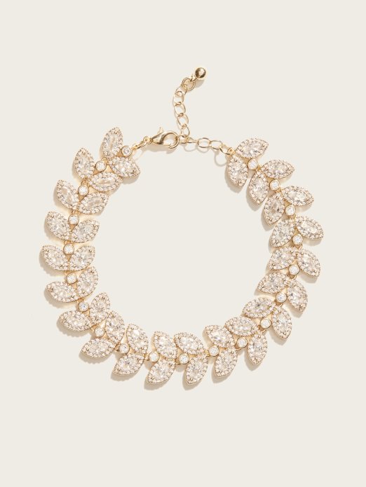 Pogodite Kupnju 14k Pozlaćena Narukvica Od Kristalnog Lišća Zlato