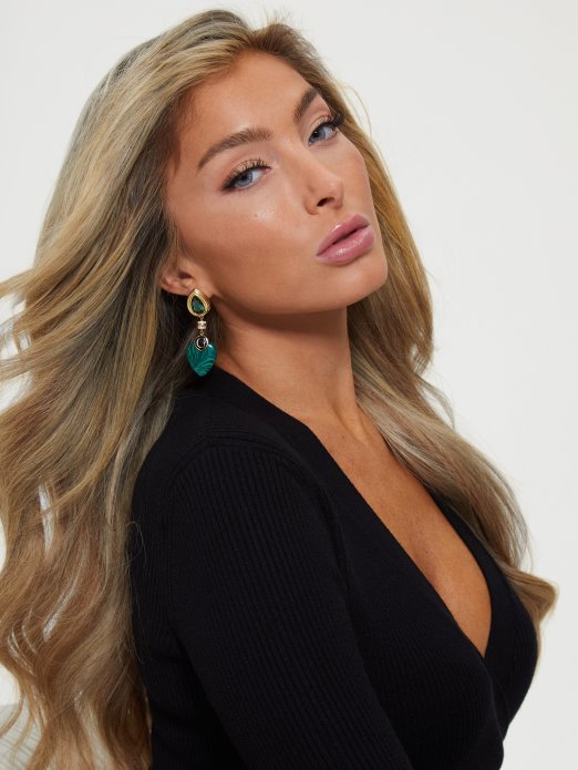 Pogodite Kupnju Zlatnih Smaragdnih Naušnica U Obliku Suze I Malahita