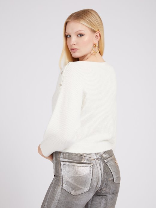 Pogodite Kupovati Bijeli Džemper S Otvorenim Ramenima