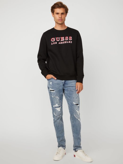 Porter Izvezeni Logo Pulover Jet Crni Guess Shopping