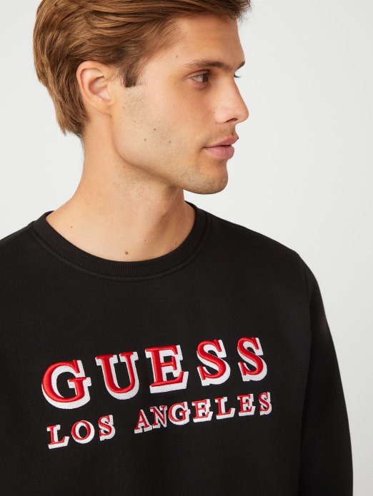 Porter Izvezeni Logo Pulover Jet Crni Guess Shopping