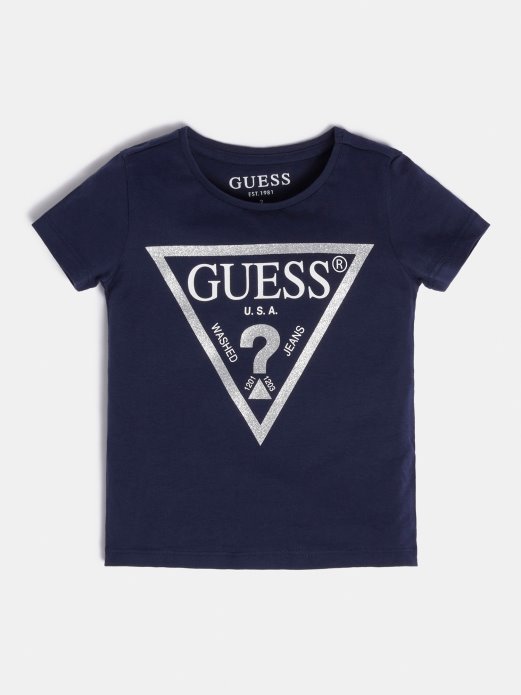 Prednja Majica S Otisnutim Logom Guess Shopping Tamnoplava