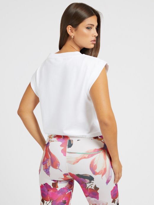 Prednji Cvjetni Logotip Crop Top Bijela Guess Shopping