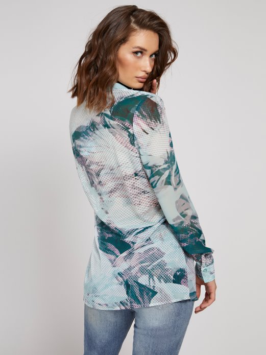 Preko Cijele Košulje S Printom Guess Shopping Nijanse Plave