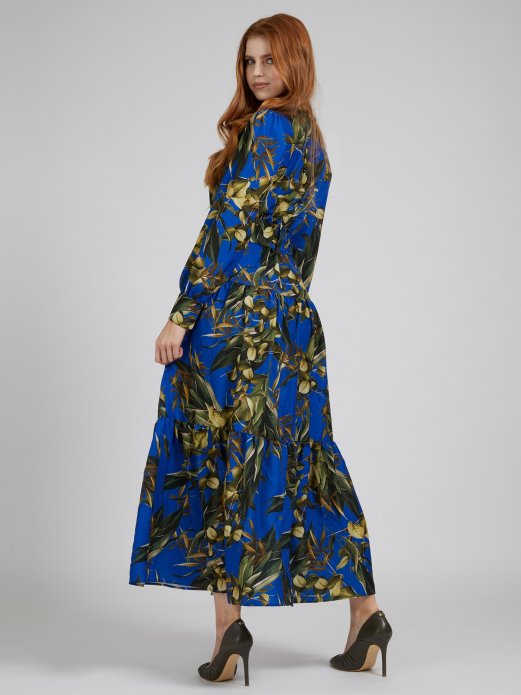 Preko Cijelog Printa Duga Haljina Plava Multi Guess Shopping