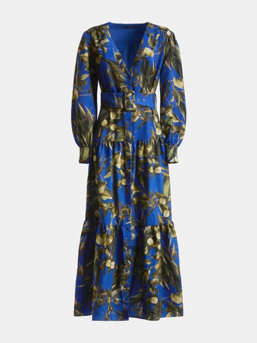 Preko Cijelog Printa Duga Haljina Plava Multi Guess Shopping