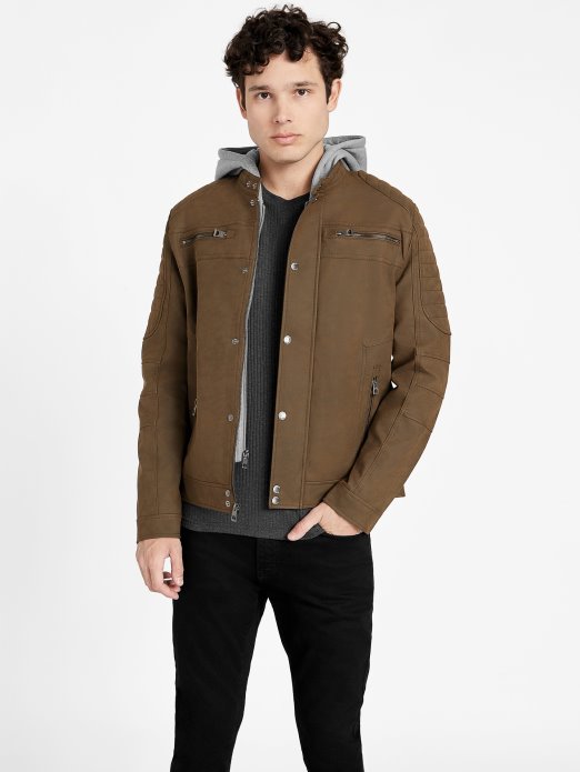 Preston Moto Jakna Od Umjetnog Antilopa Guess Shopping Cognac