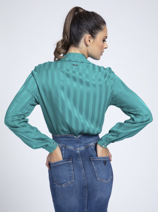 Prugasta Majica Guess Shopping Zelena