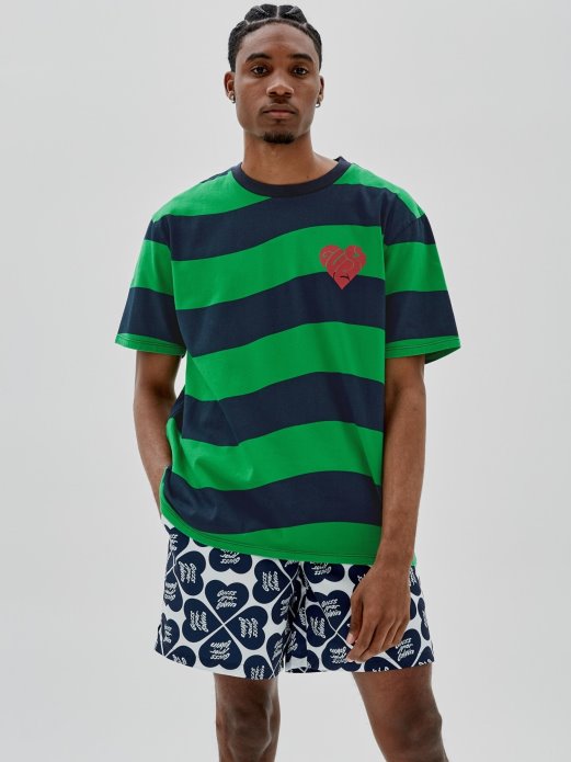 Prugasta Majica Guess Shopping Zelena Multi