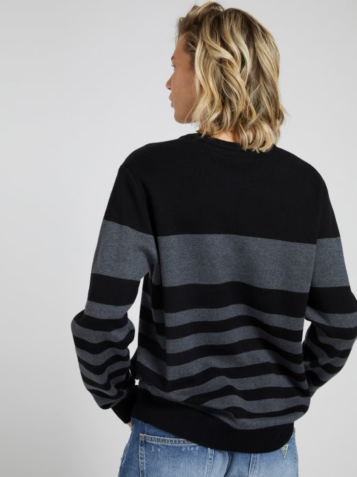Prugasti Pulover S Okruglim Izrezom Crni Multi Guess Shopping