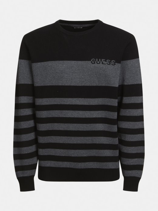 Prugasti Pulover S Okruglim Izrezom Crni Multi Guess Shopping