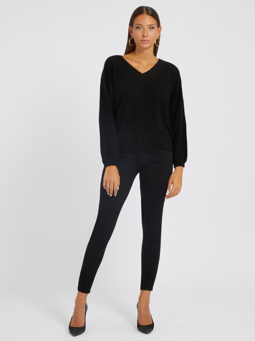 Puf Rukavi Džemper Od Kašmira Guess Shopping Crni Multi