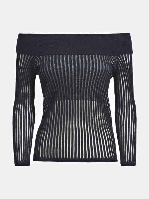 Pulover Od Mješavine Pamuka S Otvorenim Ramenima Plavi Multi Guess Shopping