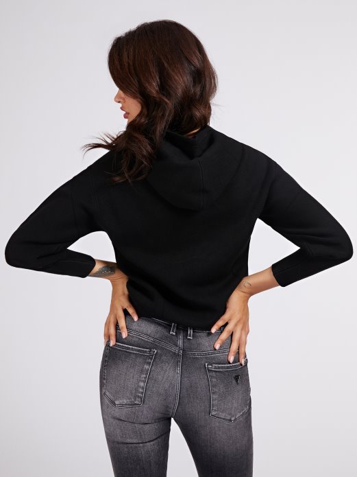 Pulover S Logotipom S Kapuljačom Guess Shopping Crni