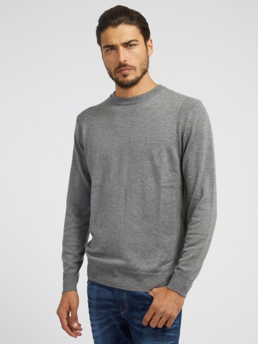 Pulover S Okruglim Izrezom Sivi Guess Shopping